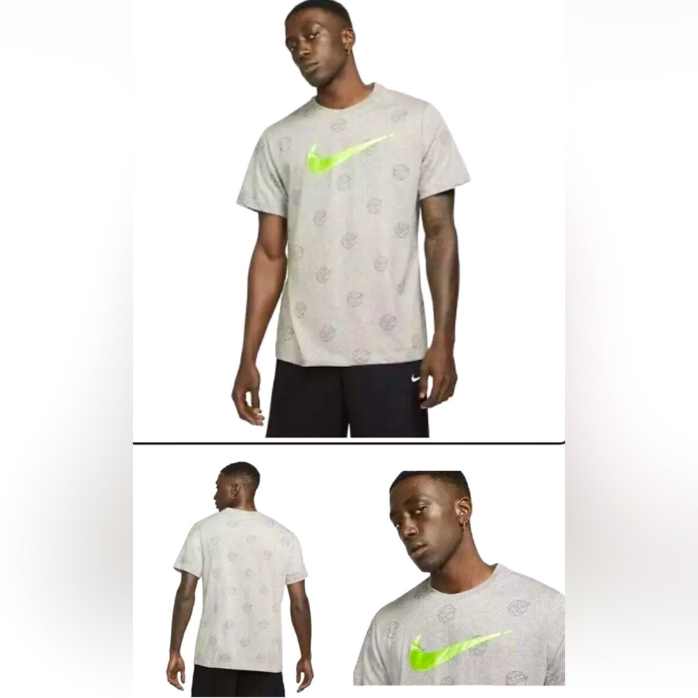 Nike Basketball Shirt 4XL Gray Neon Swoosh Logo All Over Print DB5981-063